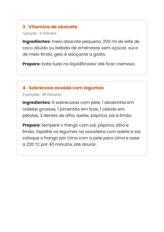 Página do e-book com receitas